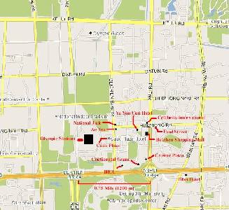  * Map of Hotels Near BICC - Large * 